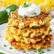 a stack of corn fritters on a plate