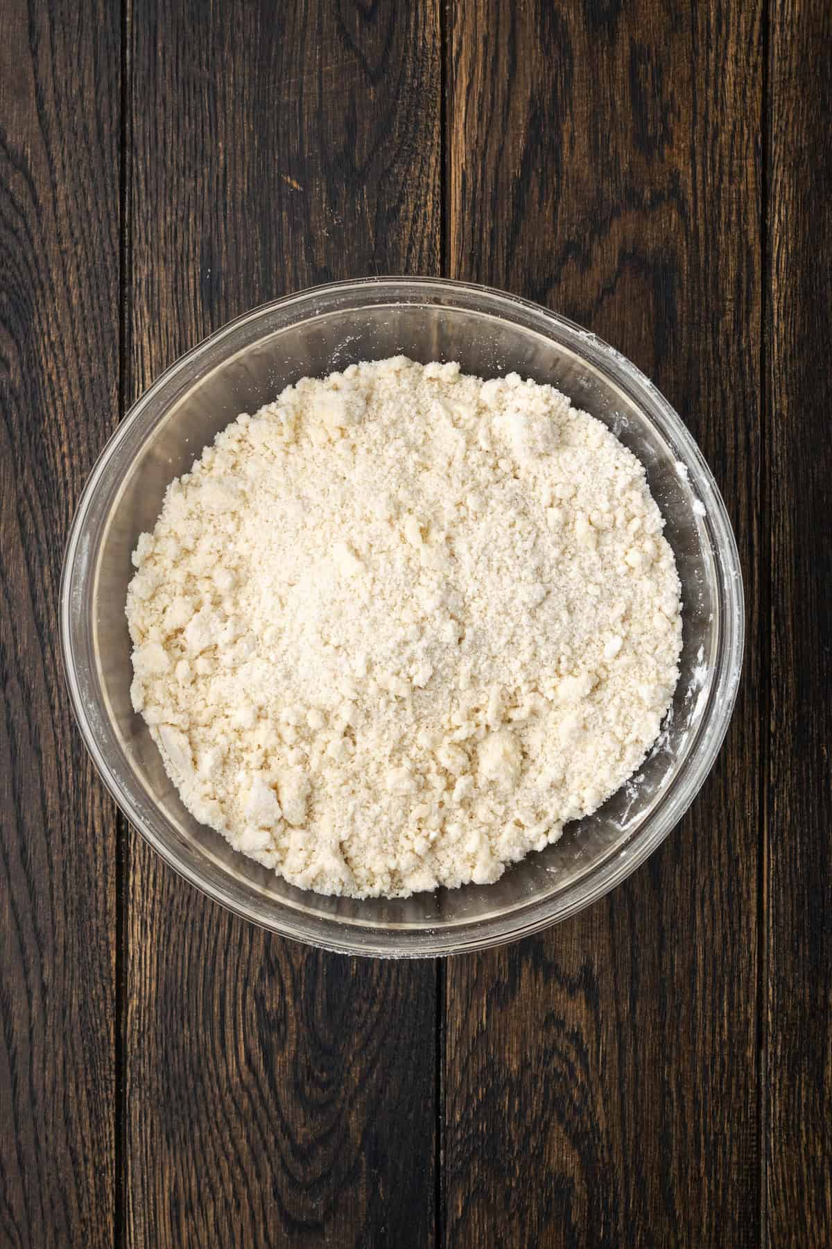 Crumble topping in a bowl.