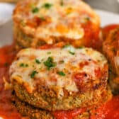 plated Air Fryer Eggplant Parmesan